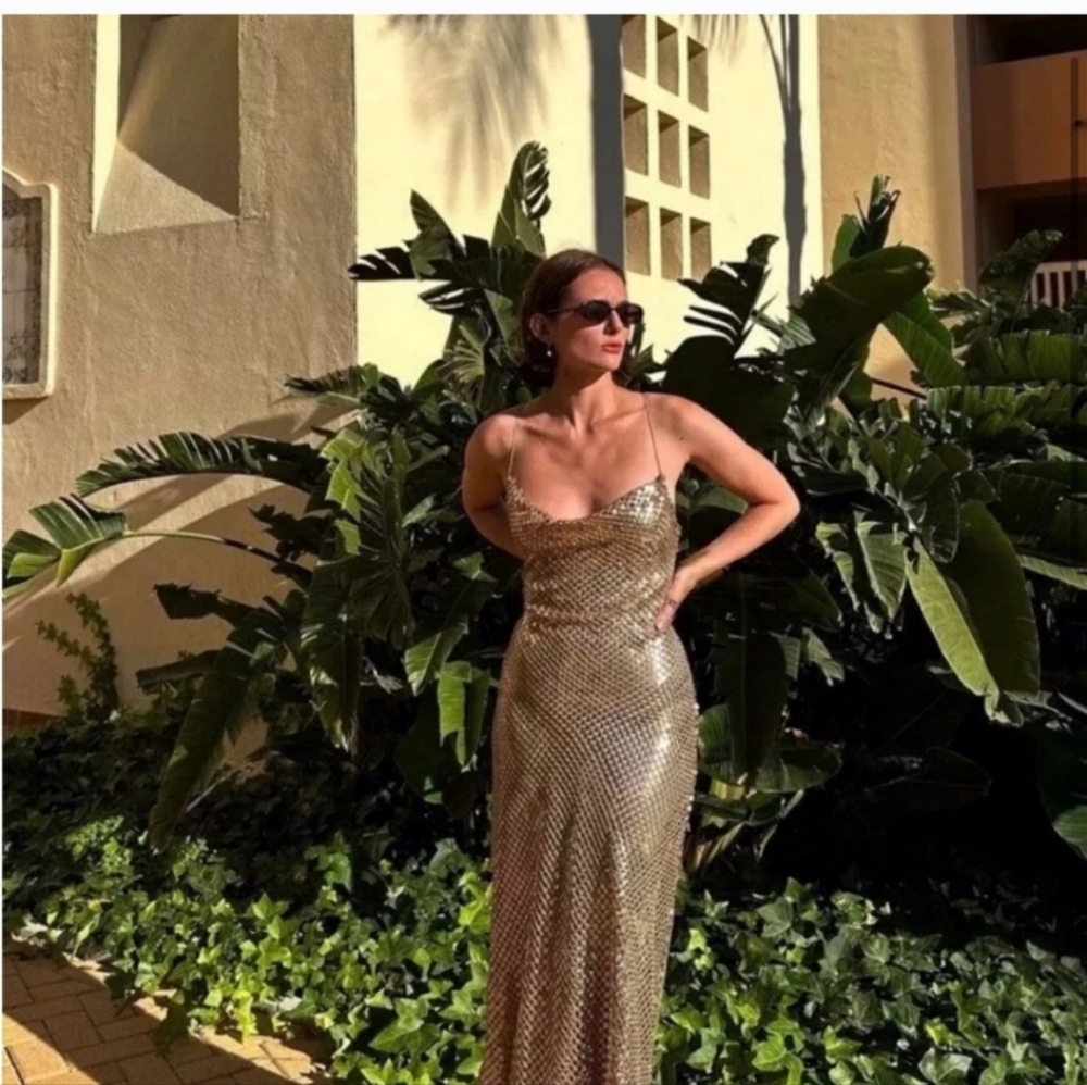 Zara gold mesh slip dress - Picture 13 of 16